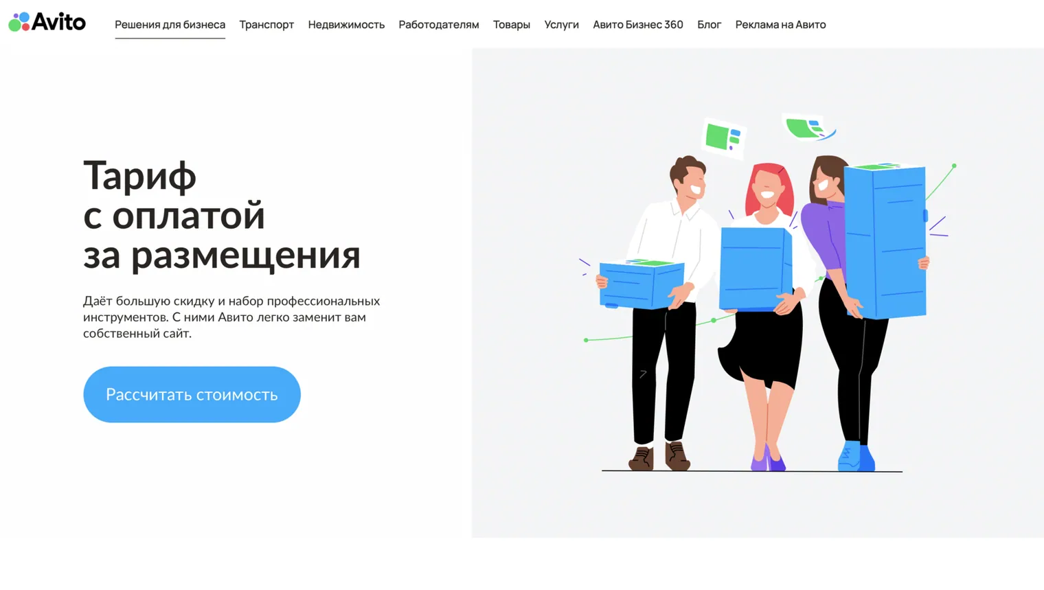 Интерфейс платное продвижение Авито