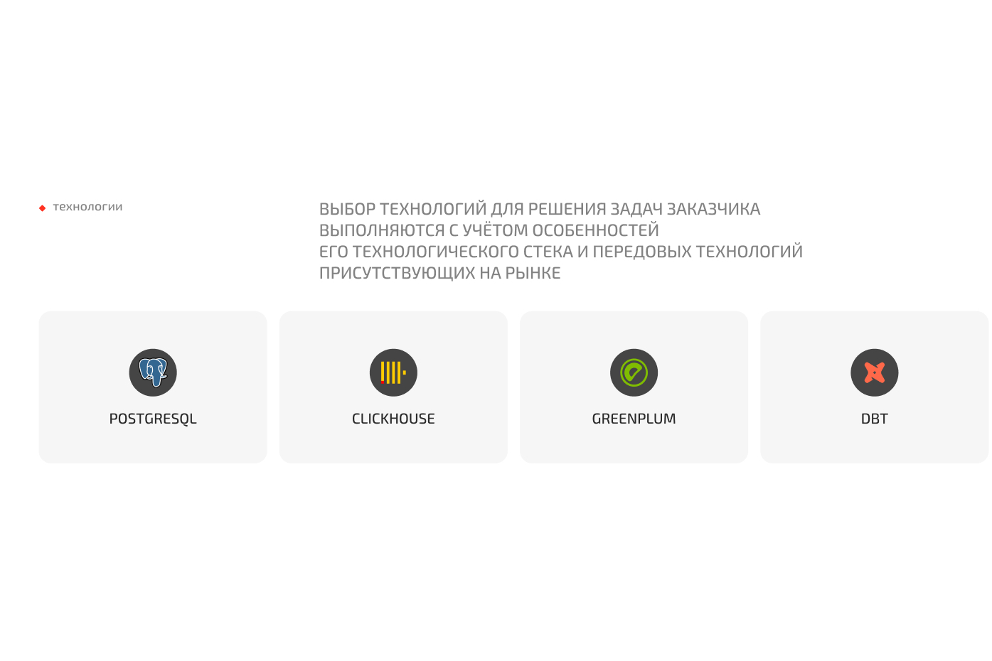 Раздел технологий сайта Data